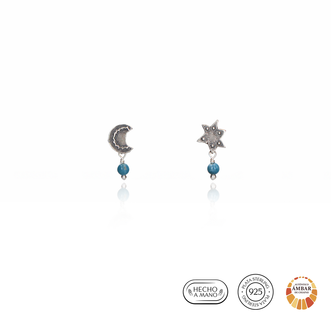 Aretes Luna y Estrella Puntos Ch.