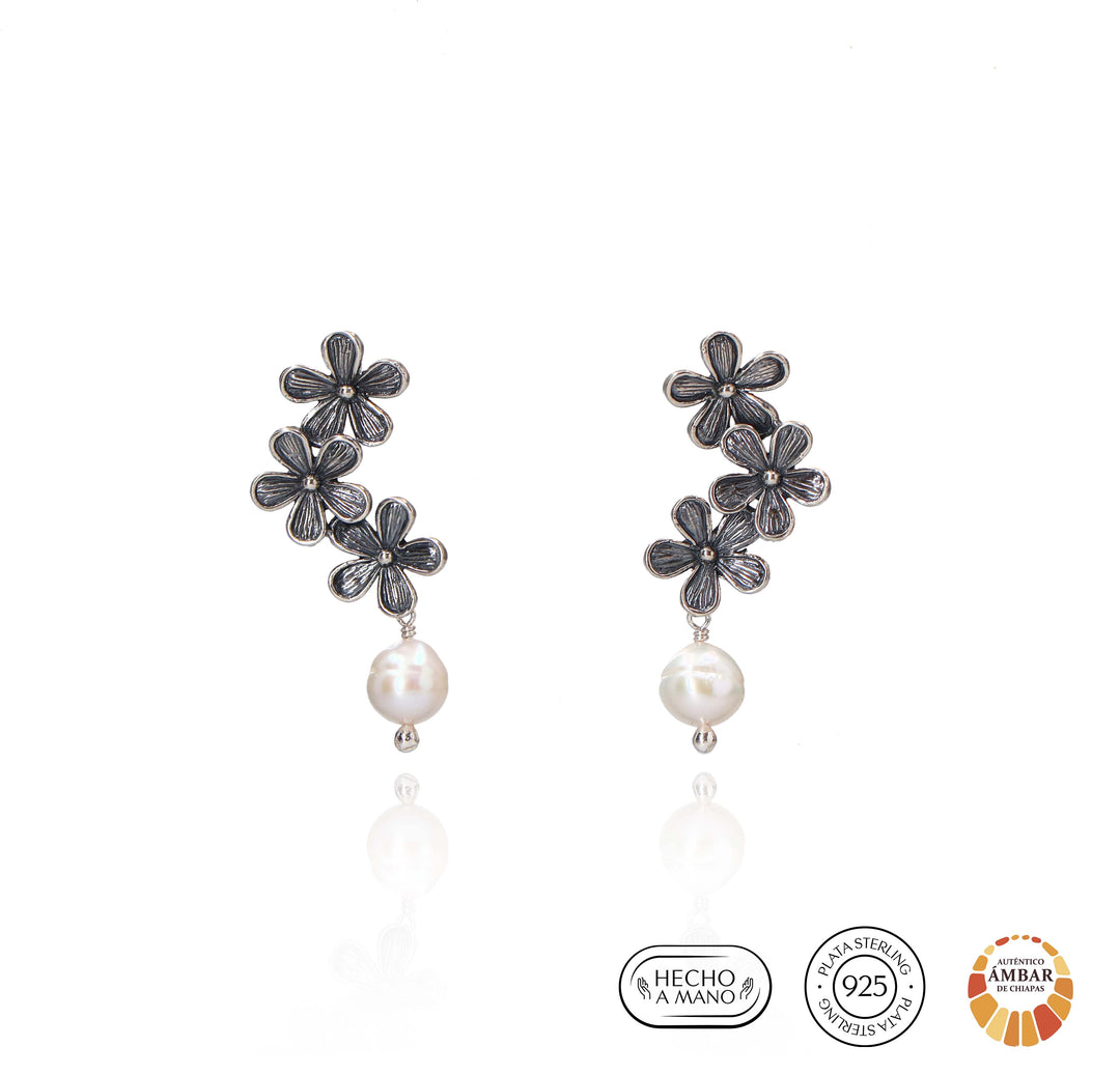 Three Flowers Earrings