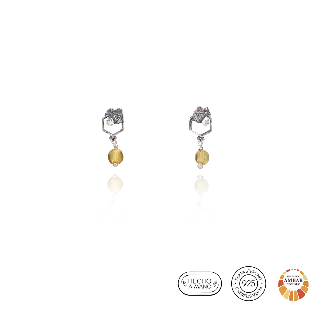 Single chamber honeycomb earrings