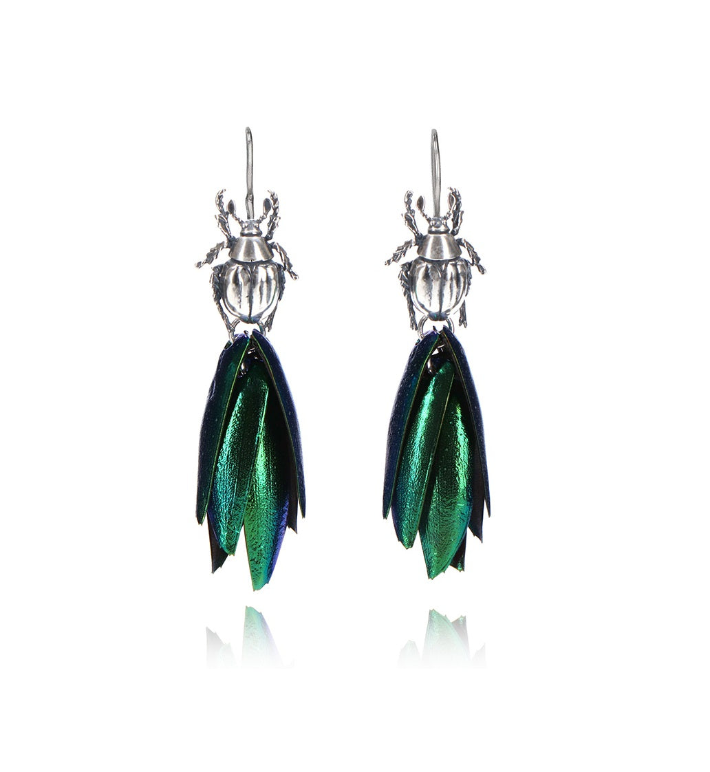 Aretes Escarabajo Pluma Arillo