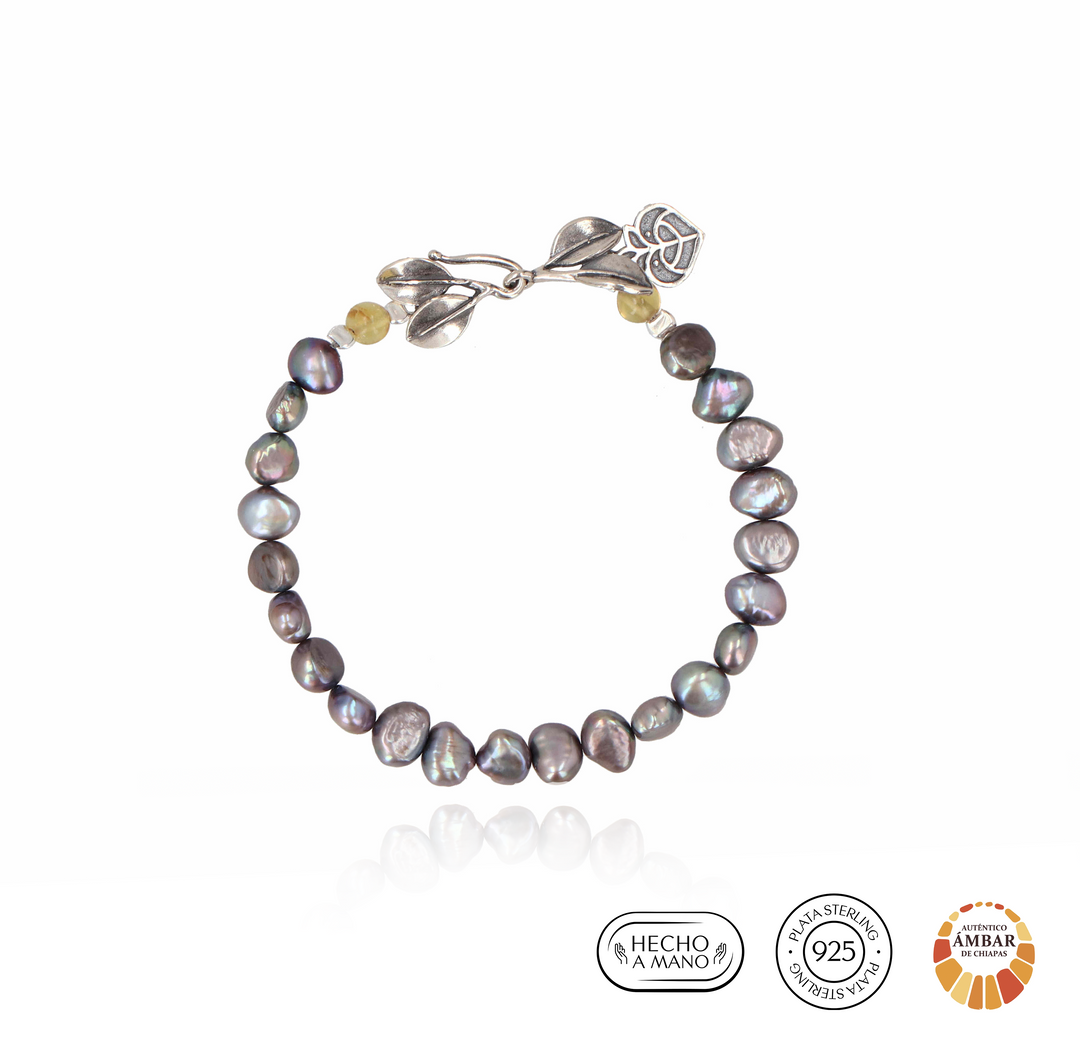 Pulsera Perlas 2 Hojas de Manglar