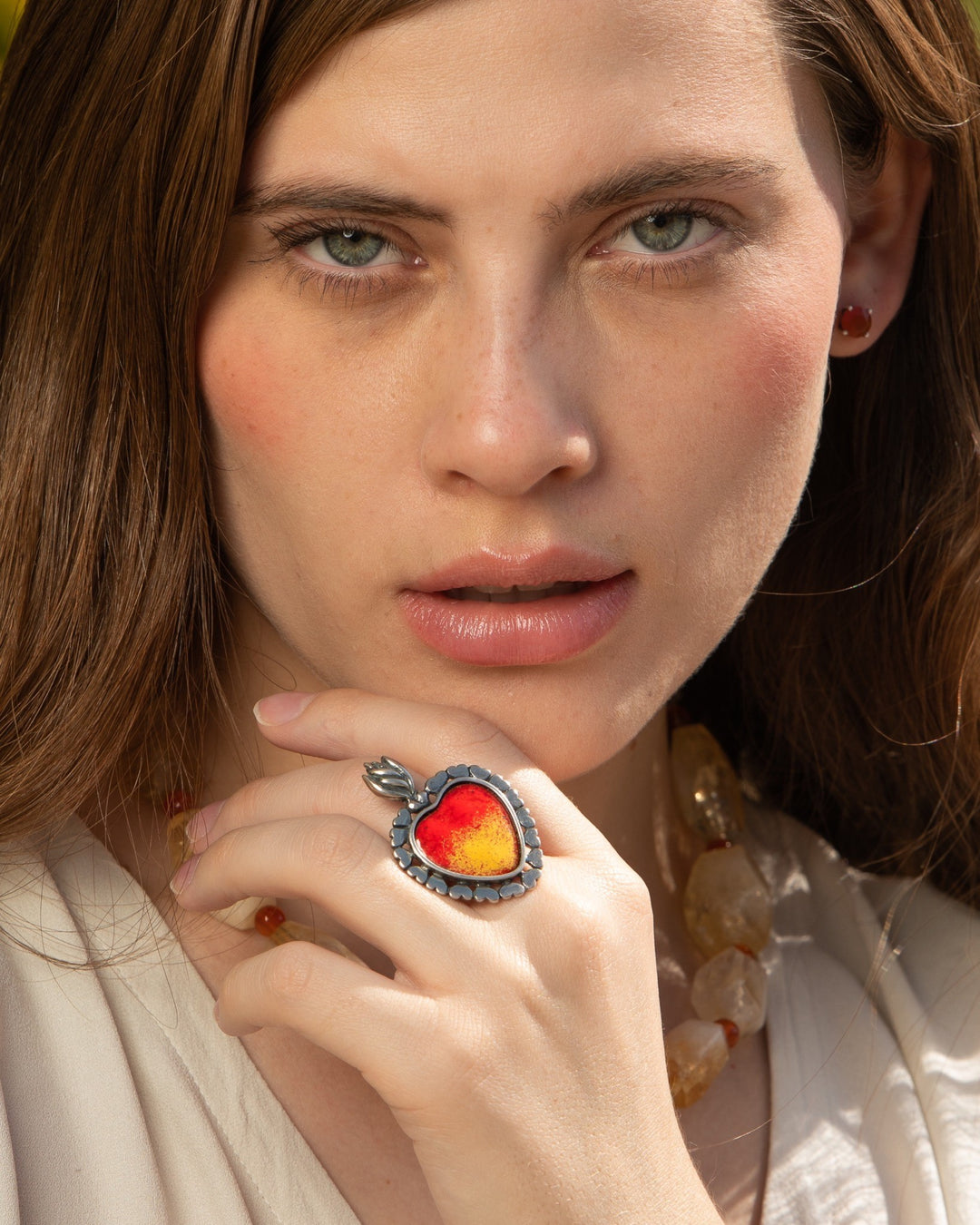 Flame heart ring
