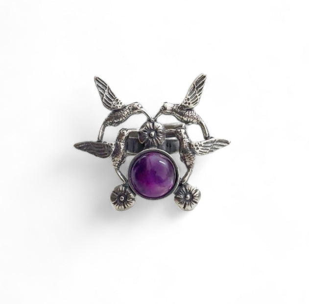 Four Hummingbirds Bezel Ring