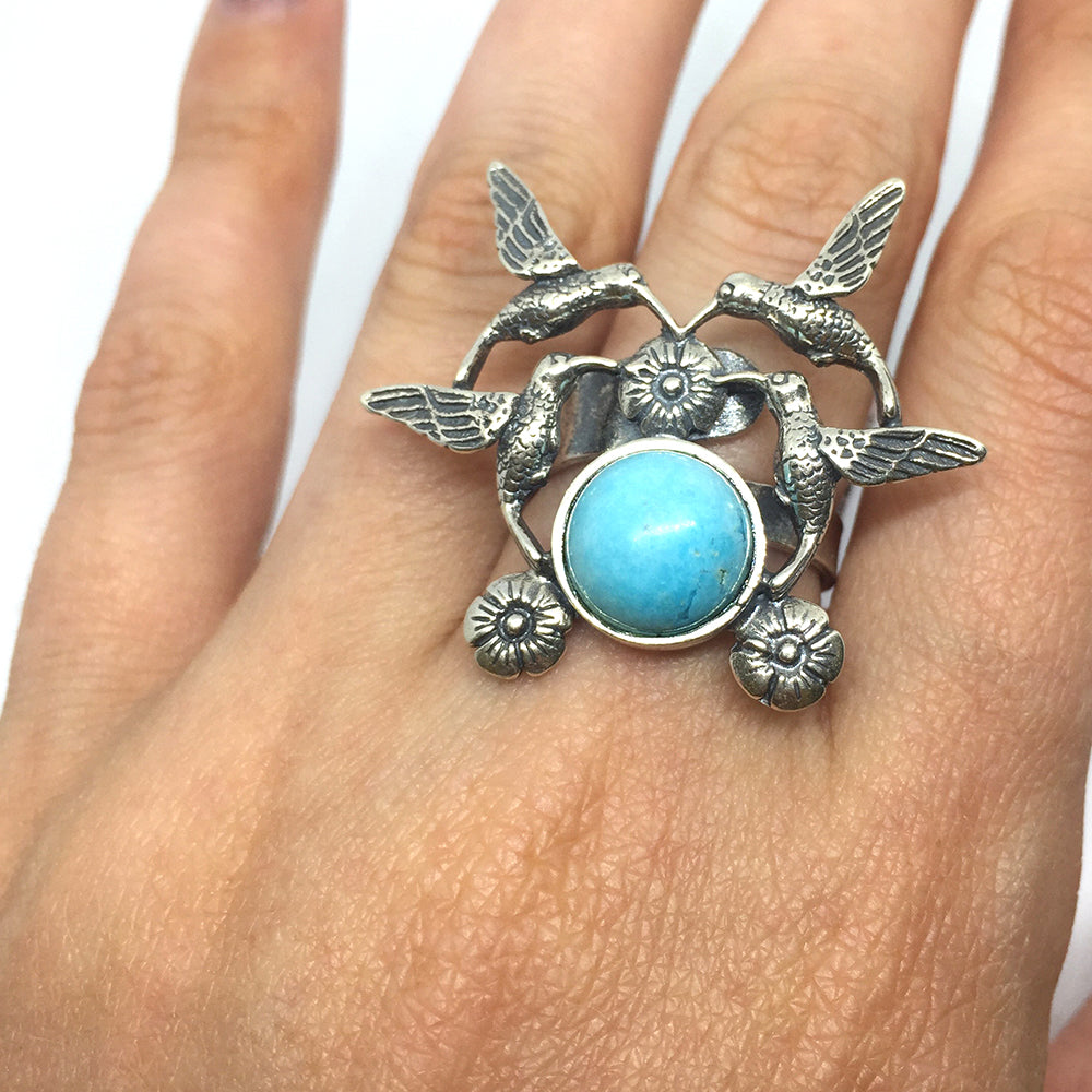 Four Hummingbirds Bezel Ring