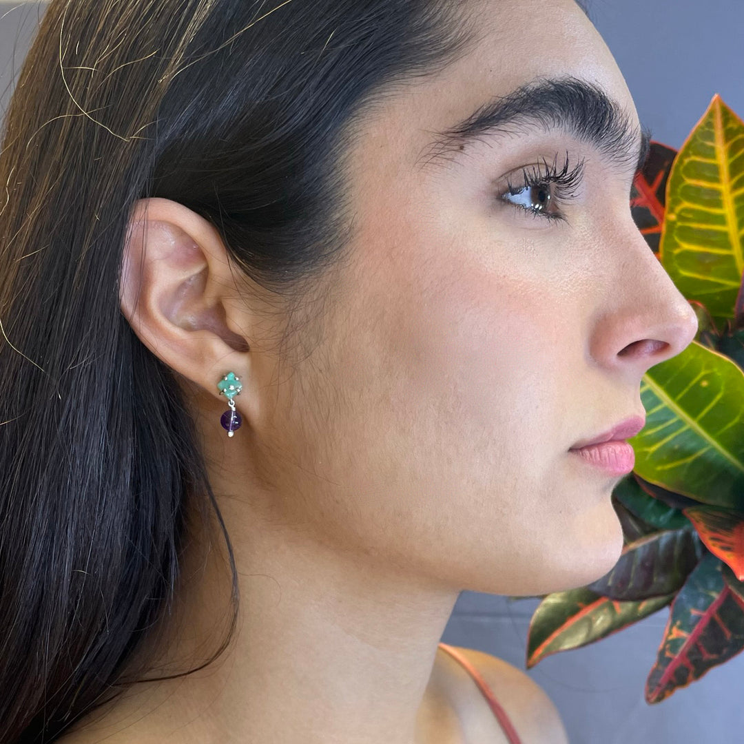 Rhombus Earrings with X