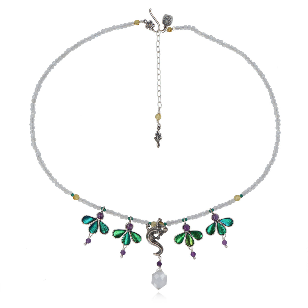Collar Ajolote y Flores