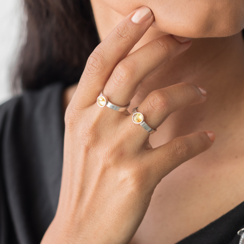 Amber Bezel Ring