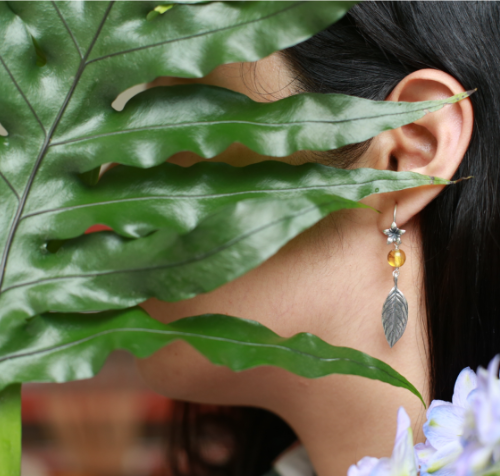 Aretes Flor de Café Ch. con Hojas