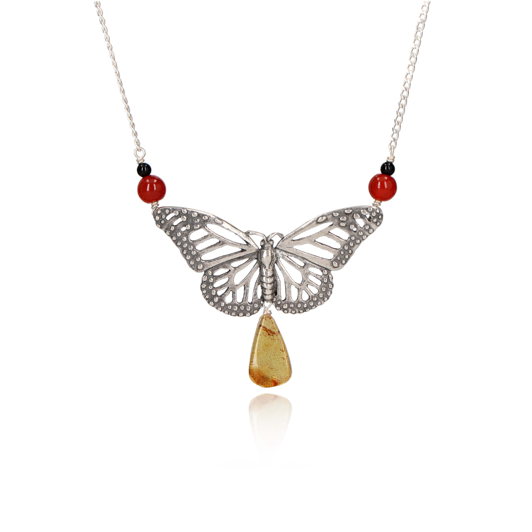 Gargantilla Mariposa Monarca con Alas Extendidas