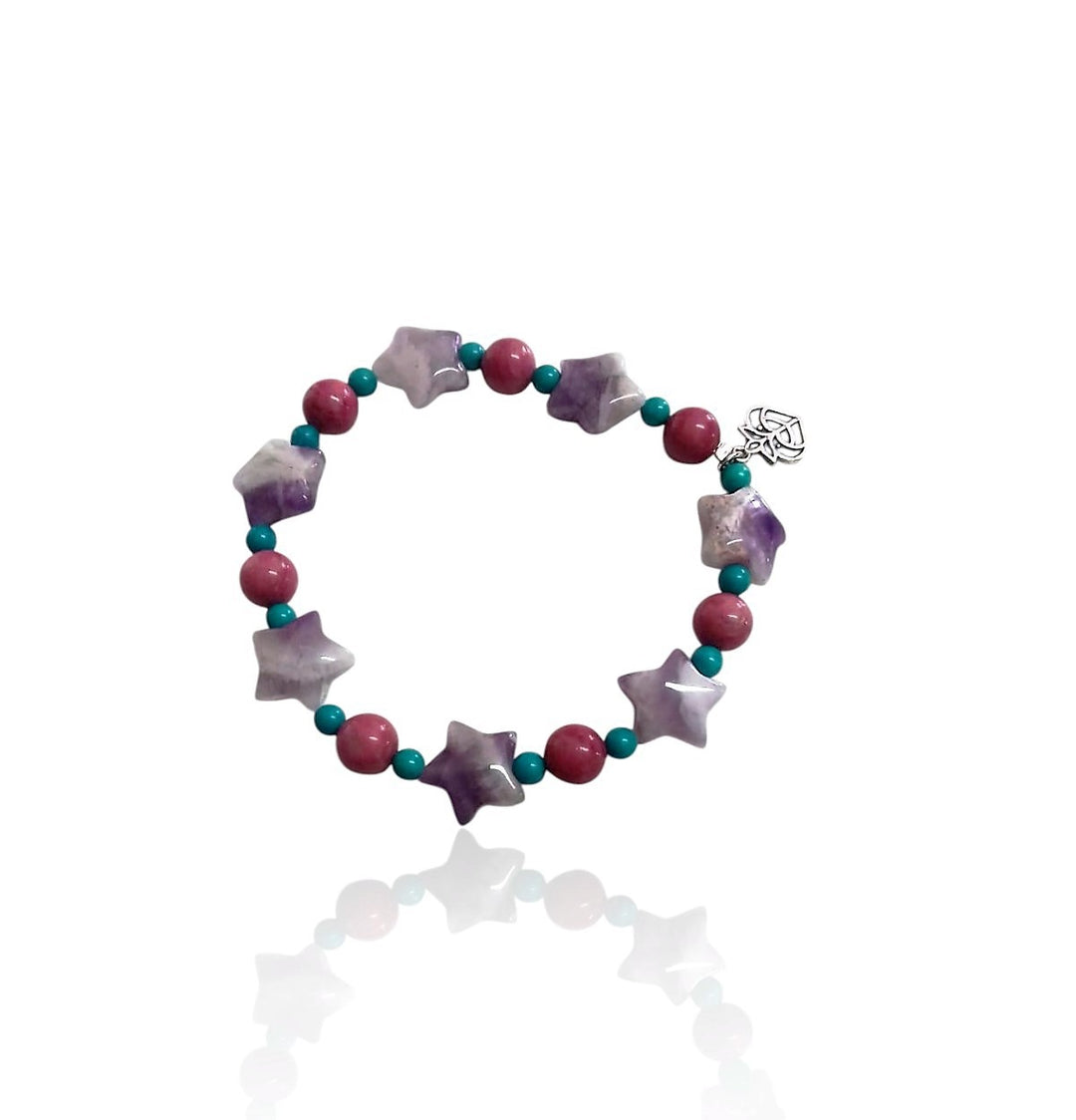 Multi-stone elastic bracelet