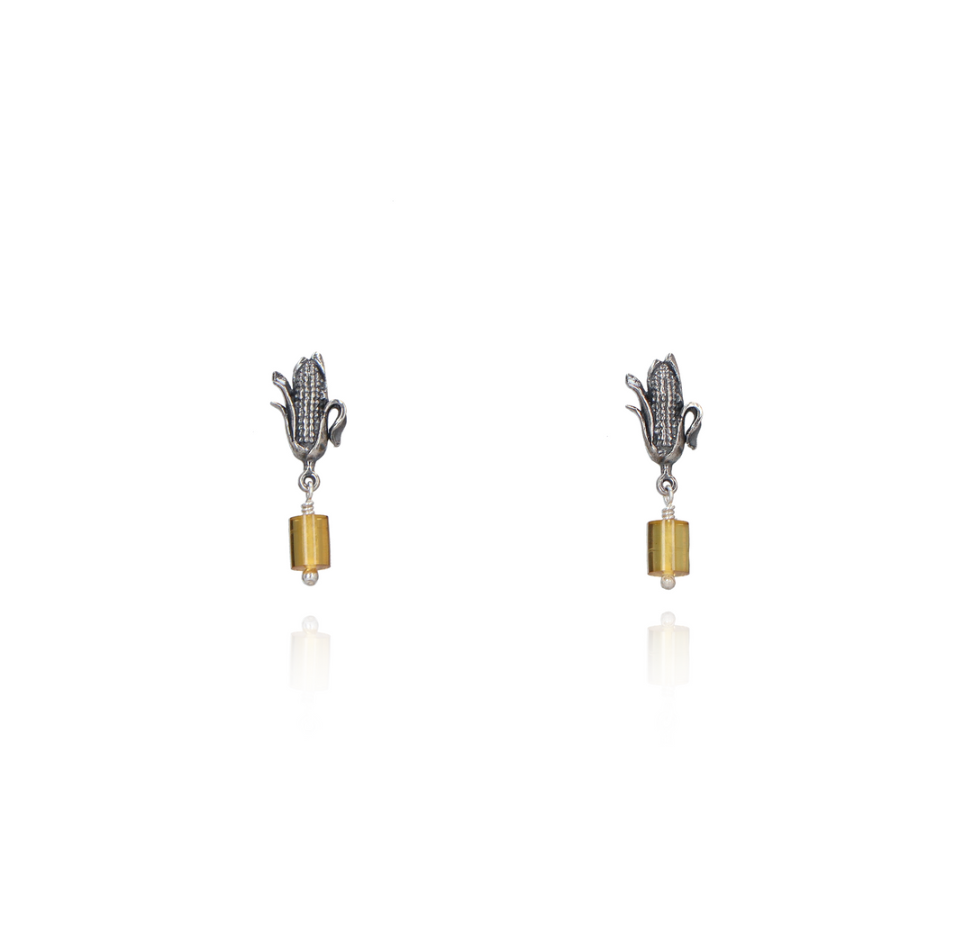 Mini Amber Corncob Earrings