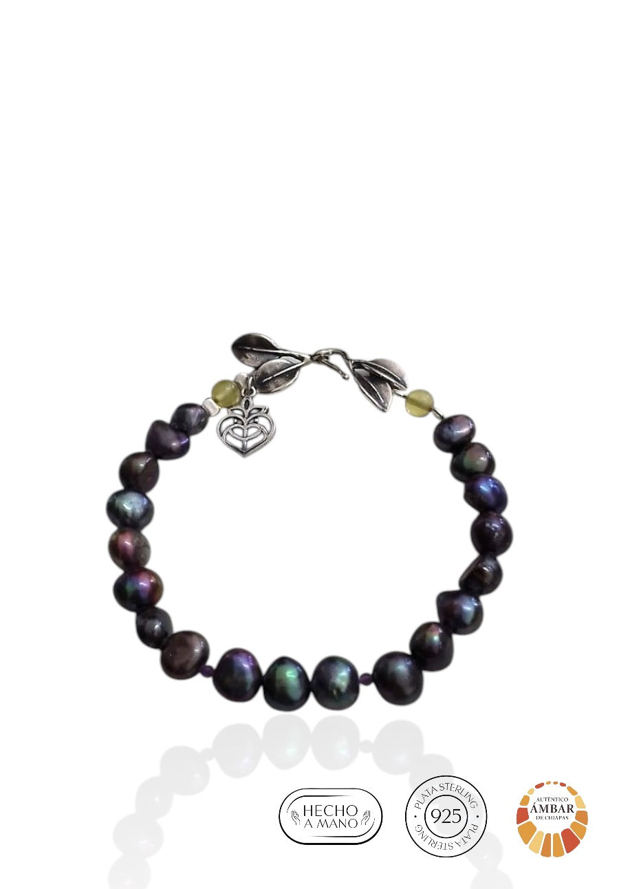 Pulsera Perlas 2 Hojas de Manglar