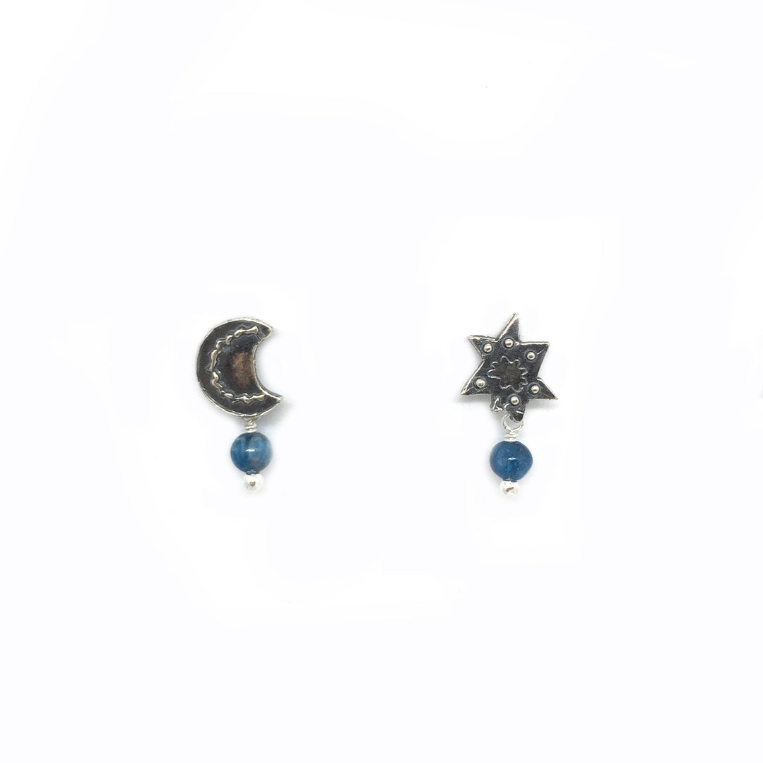 Aretes Luna y Estrella Puntos Ch.