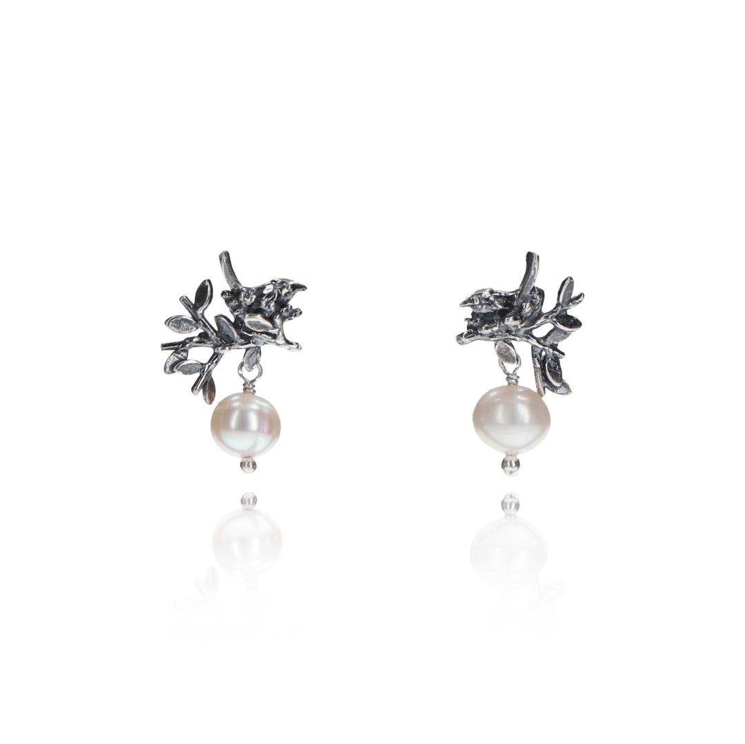Aretes Pajarito Nido Hojas Biociclos