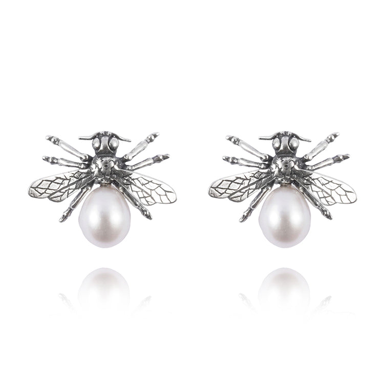 Aretes abeja reina cola de perla (1752165187627)