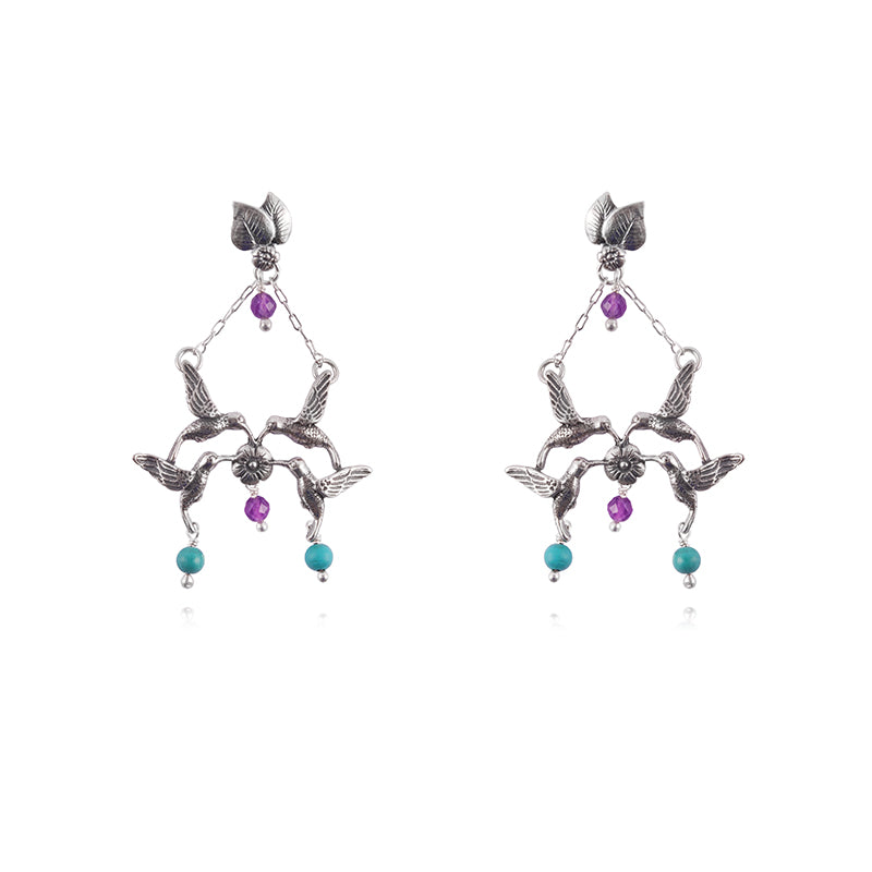 Aretes Hojitas y Picaflores (565765308459)