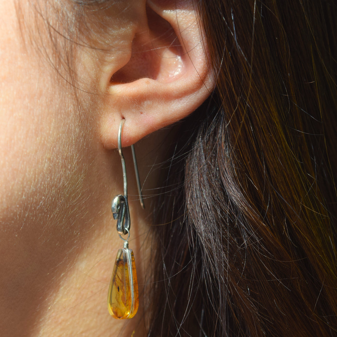 Amber Swan Earrings