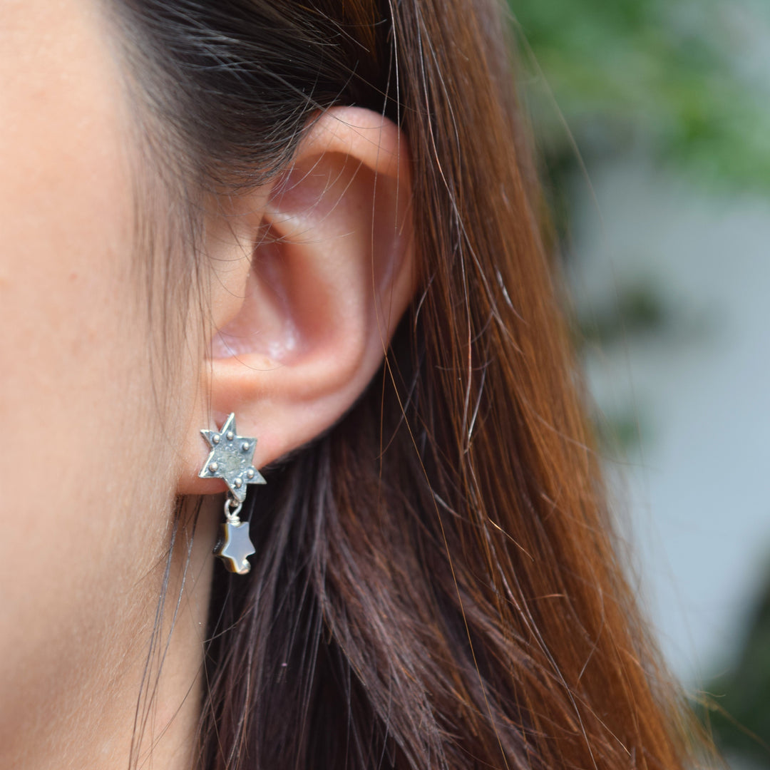 Aretes Luna y Estrella Puntos Ch.