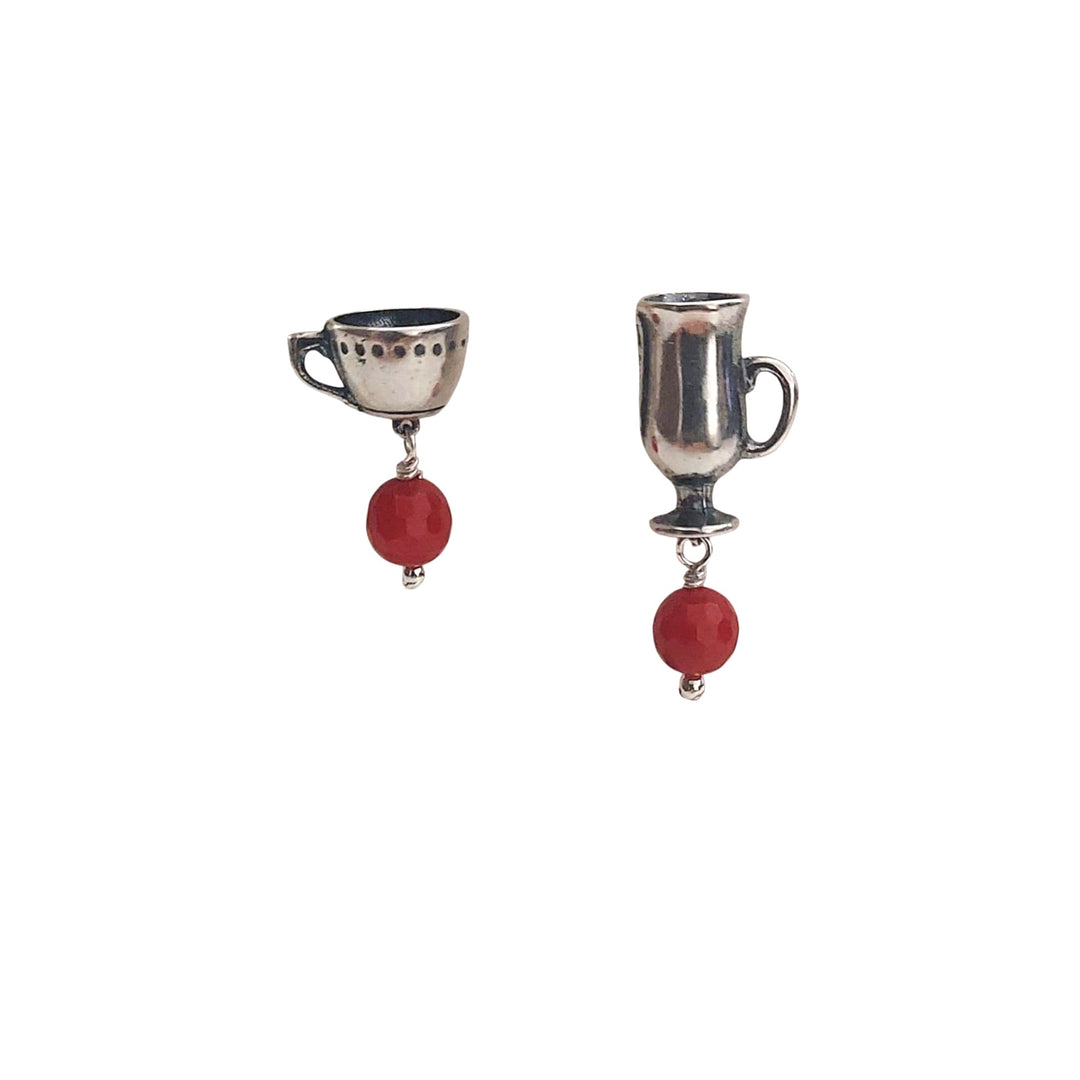 Cappuccino and Dots Cup Earrings