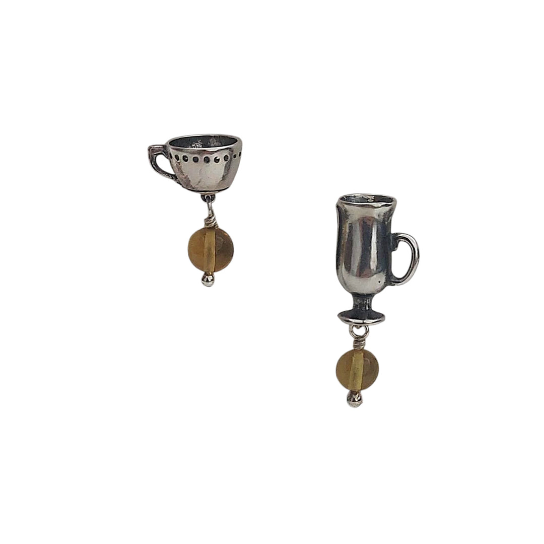 Cappuccino and Dots Cup Earrings