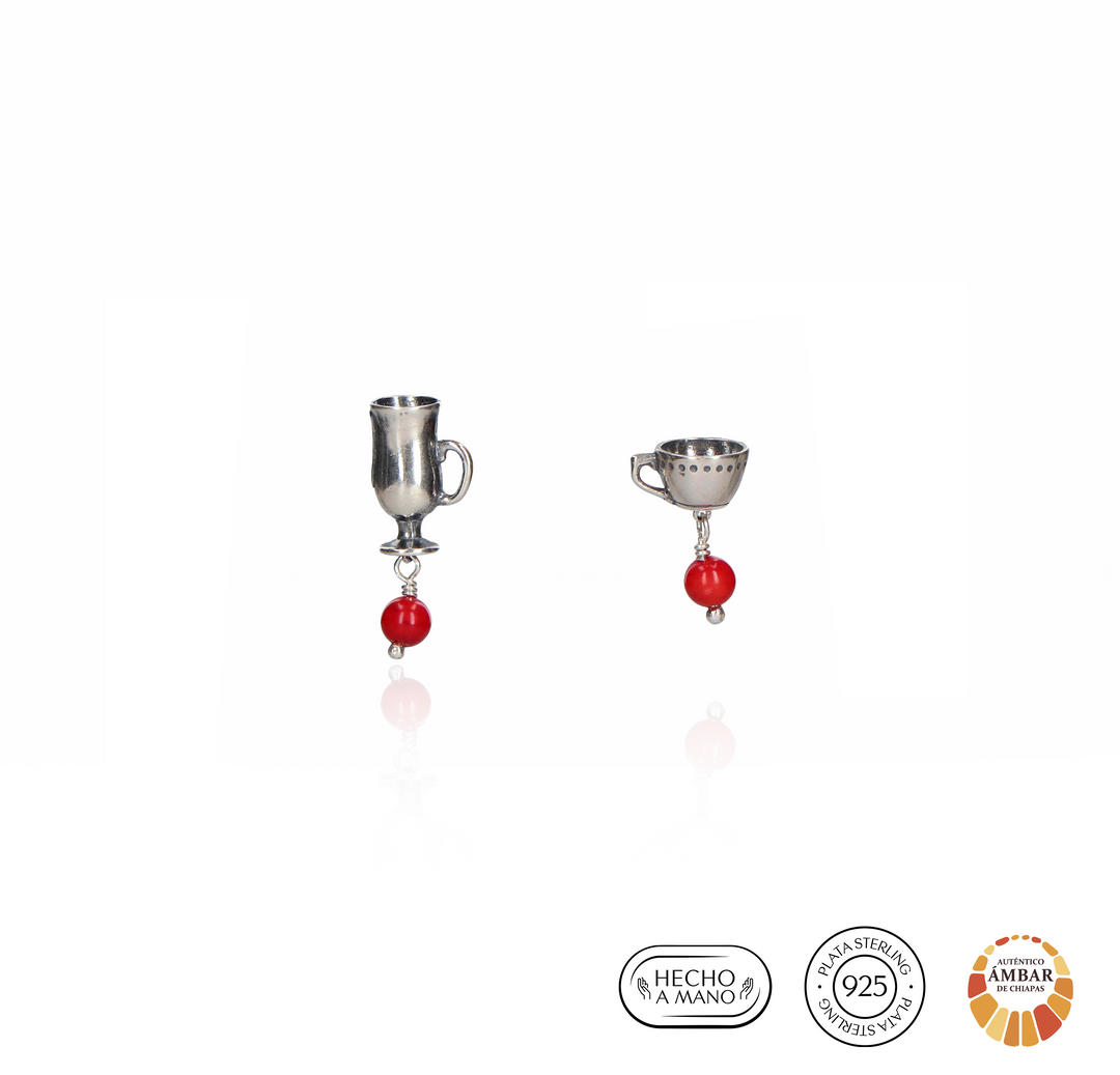 Cappuccino and Dots Cup Earrings