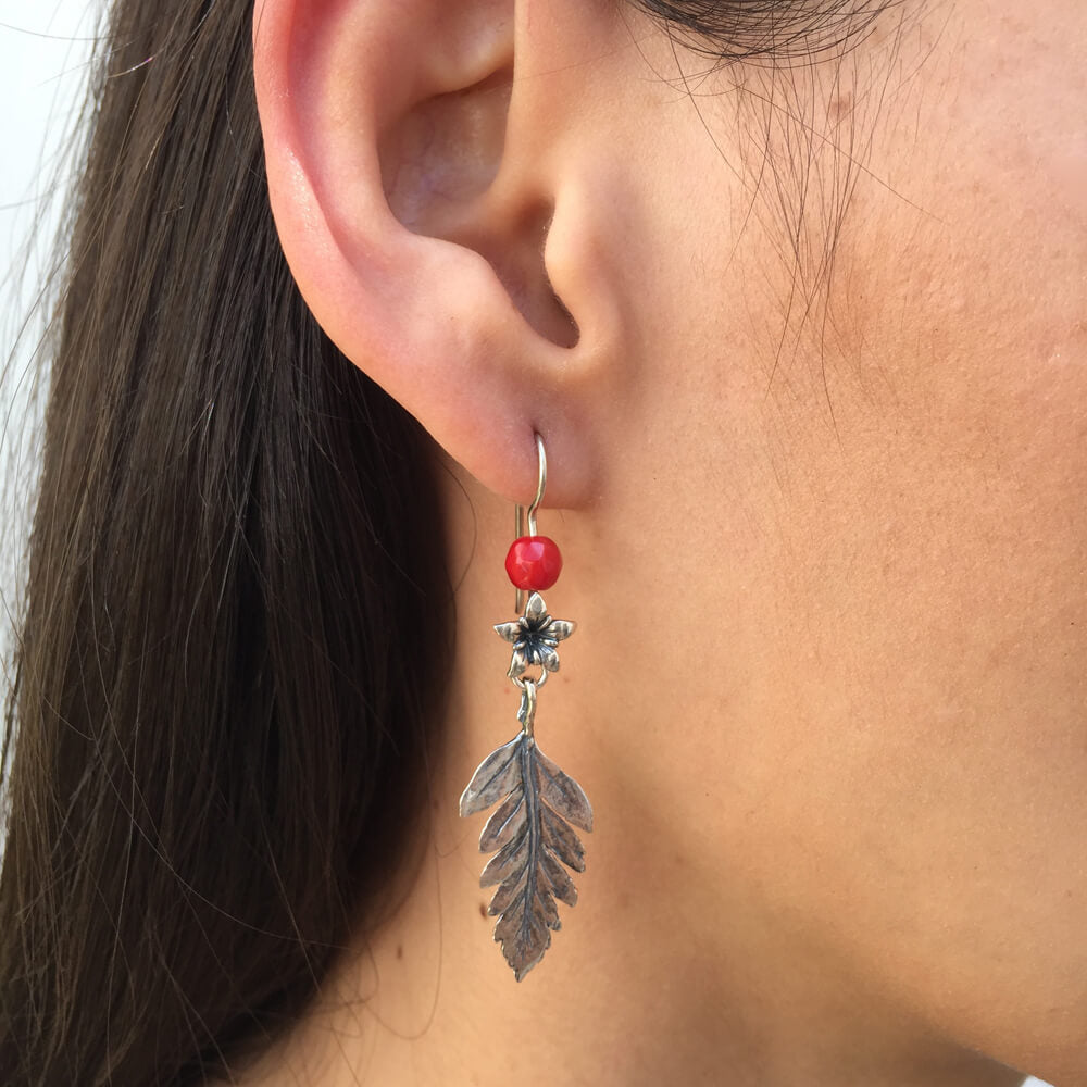 Ch. Coffee Flower Earrings with Leaves