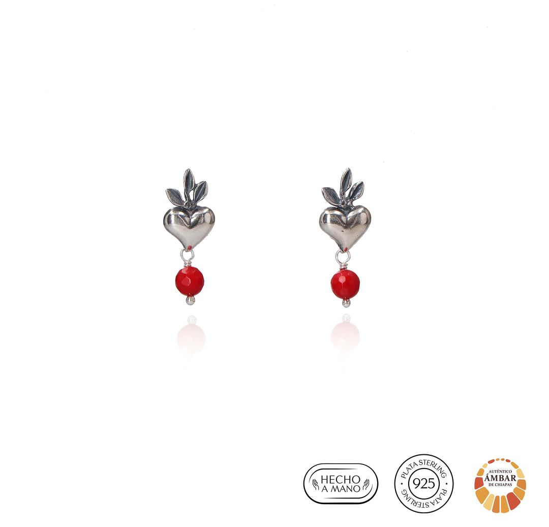 Aretes corazón helecho