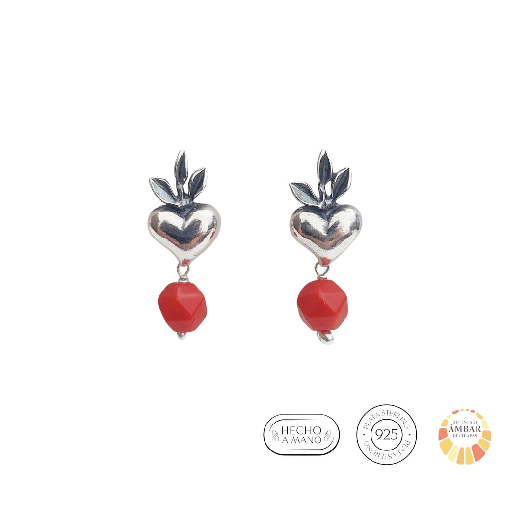 Aretes corazón helecho
