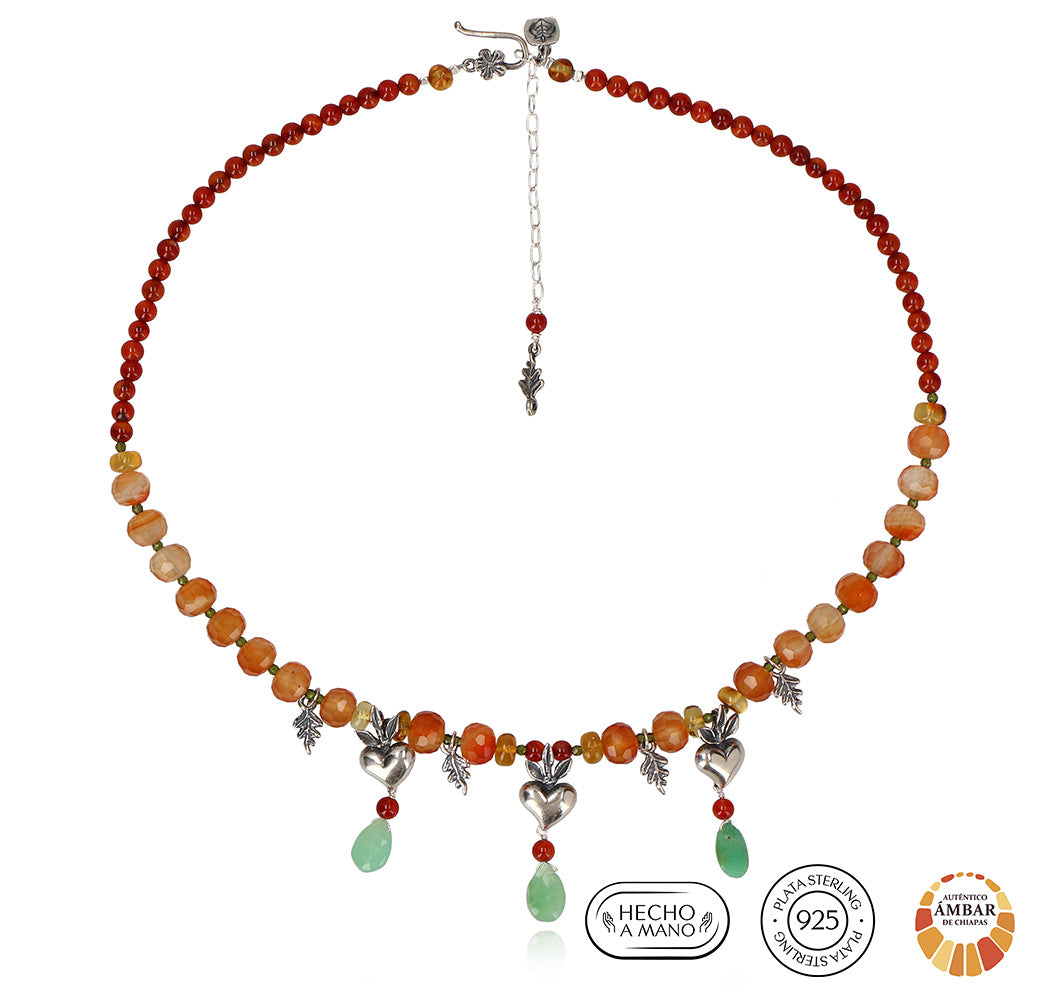 Collar corazones Helechos