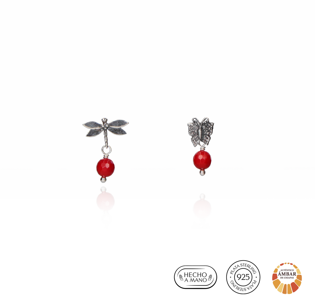 Aretes libélula mini y mariposa mini