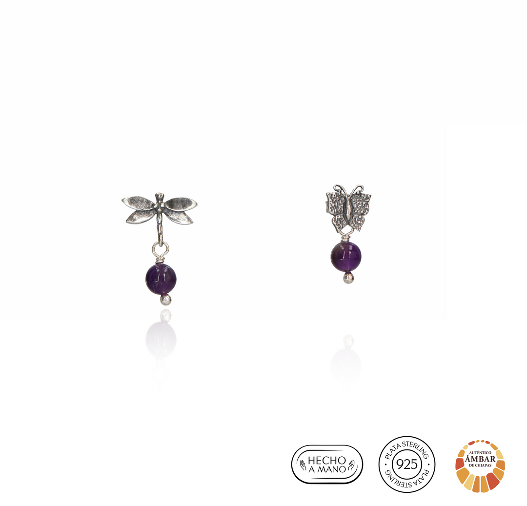 Aretes libélula mini y mariposa mini