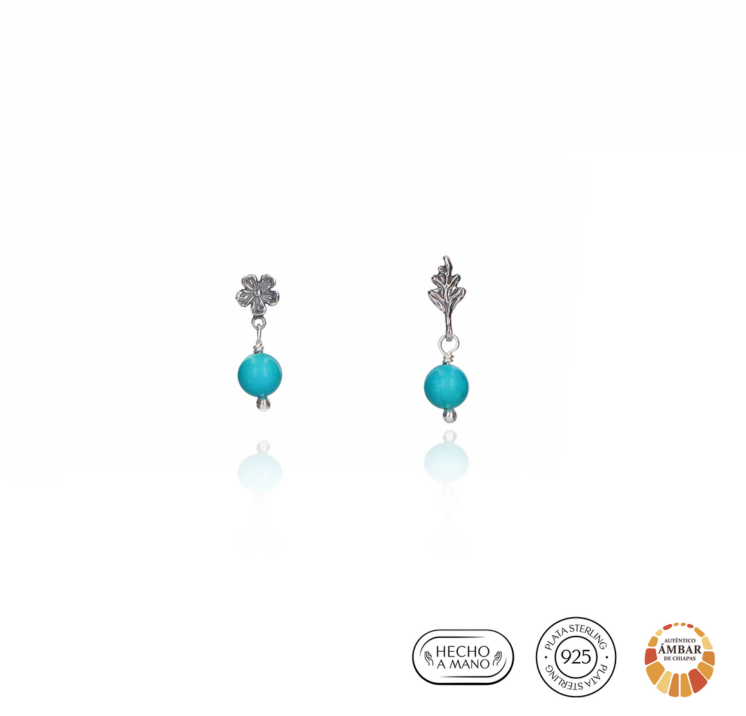 Aretes flor de campo y hoja casitas