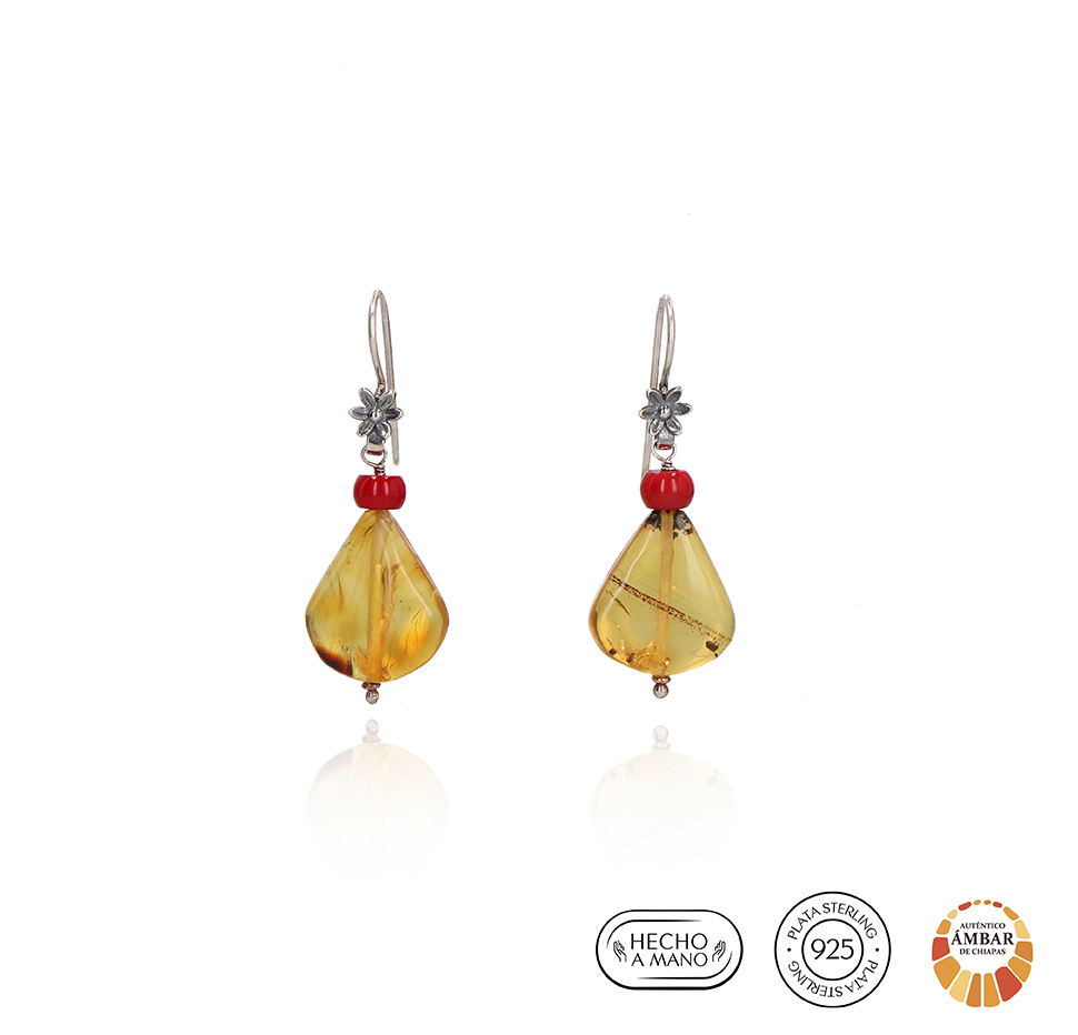 Aretes Flor de Loto Ámbar