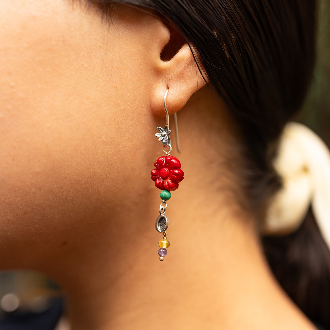 Aretes Flor de Loto y Lunas