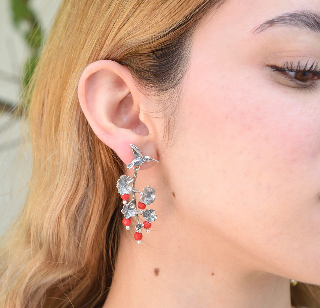 Aretes Colibrí y Ramas