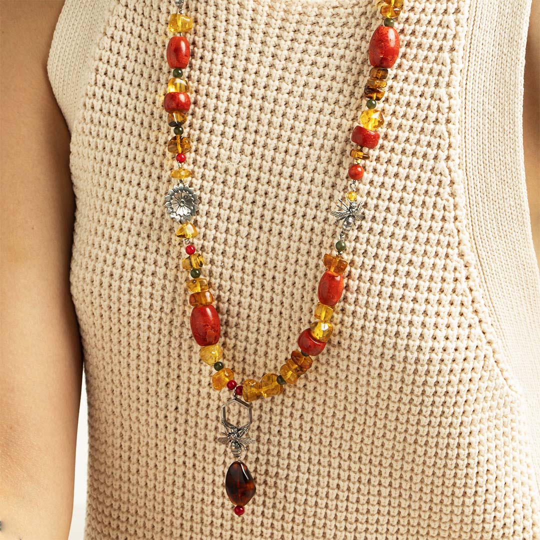 Collar Largo Panales y Flores