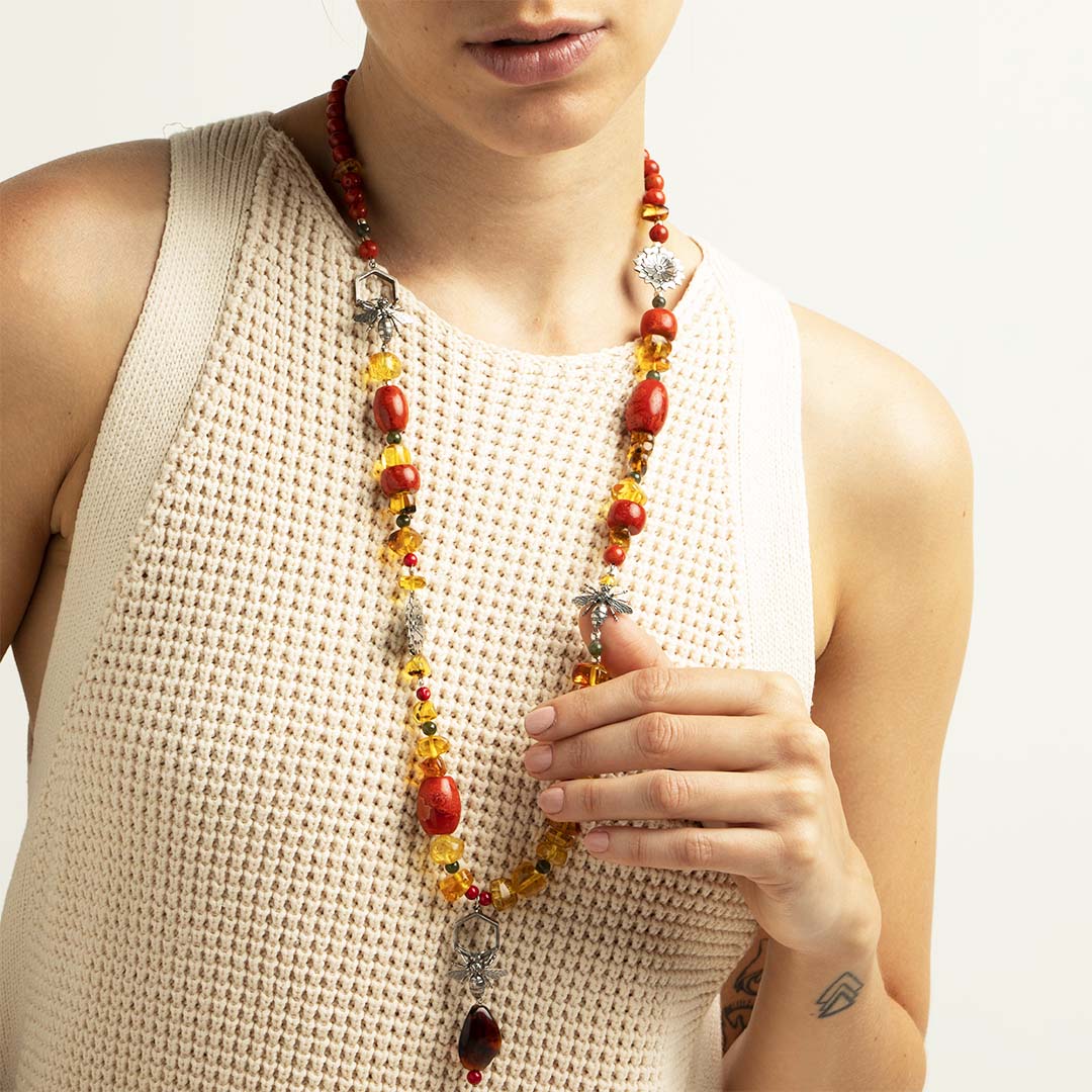 Collar Largo Panales y Flores