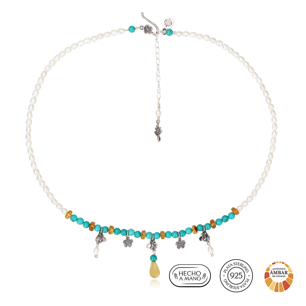 Collar 3 Abejitas con Flores