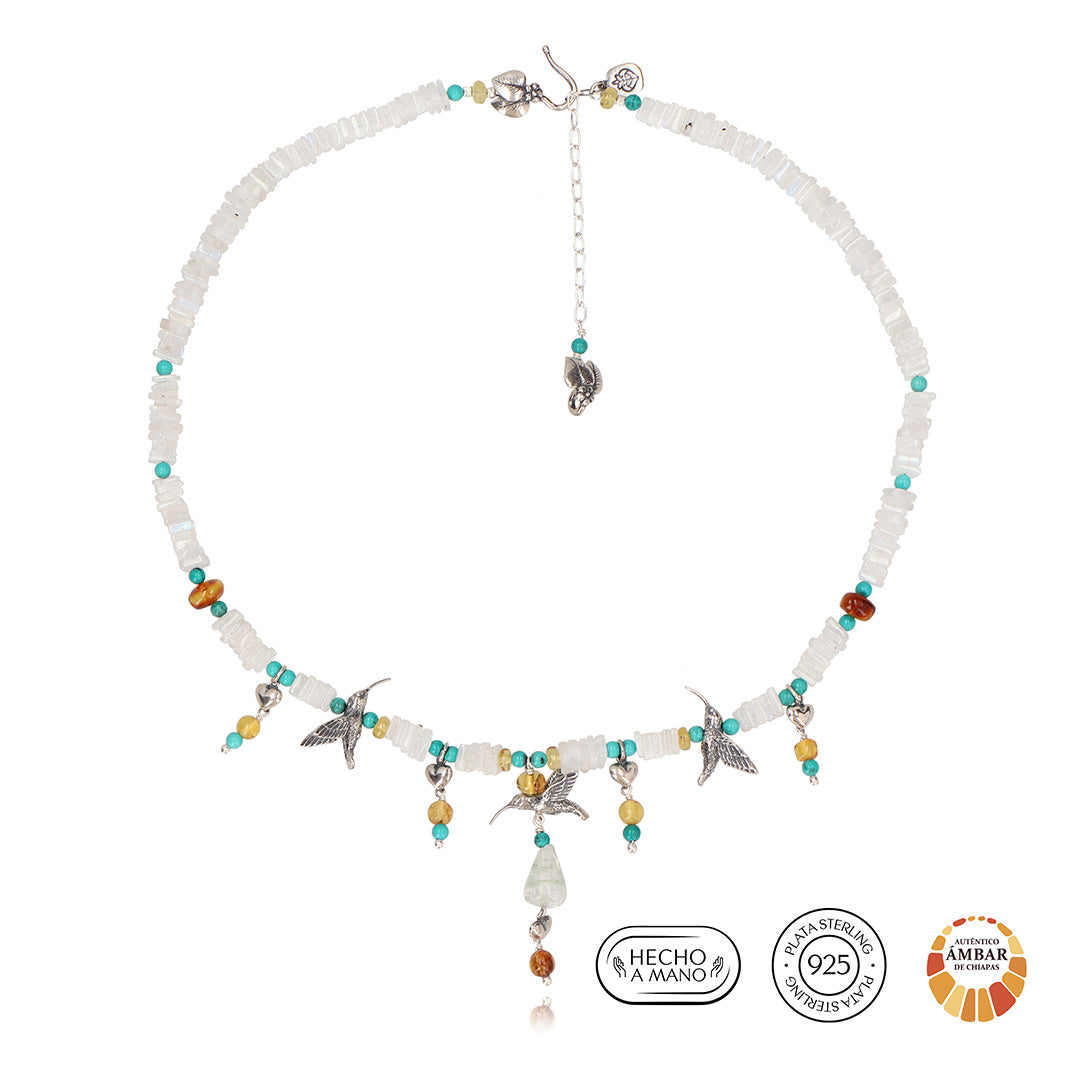 Collar Colibríes y Corazones