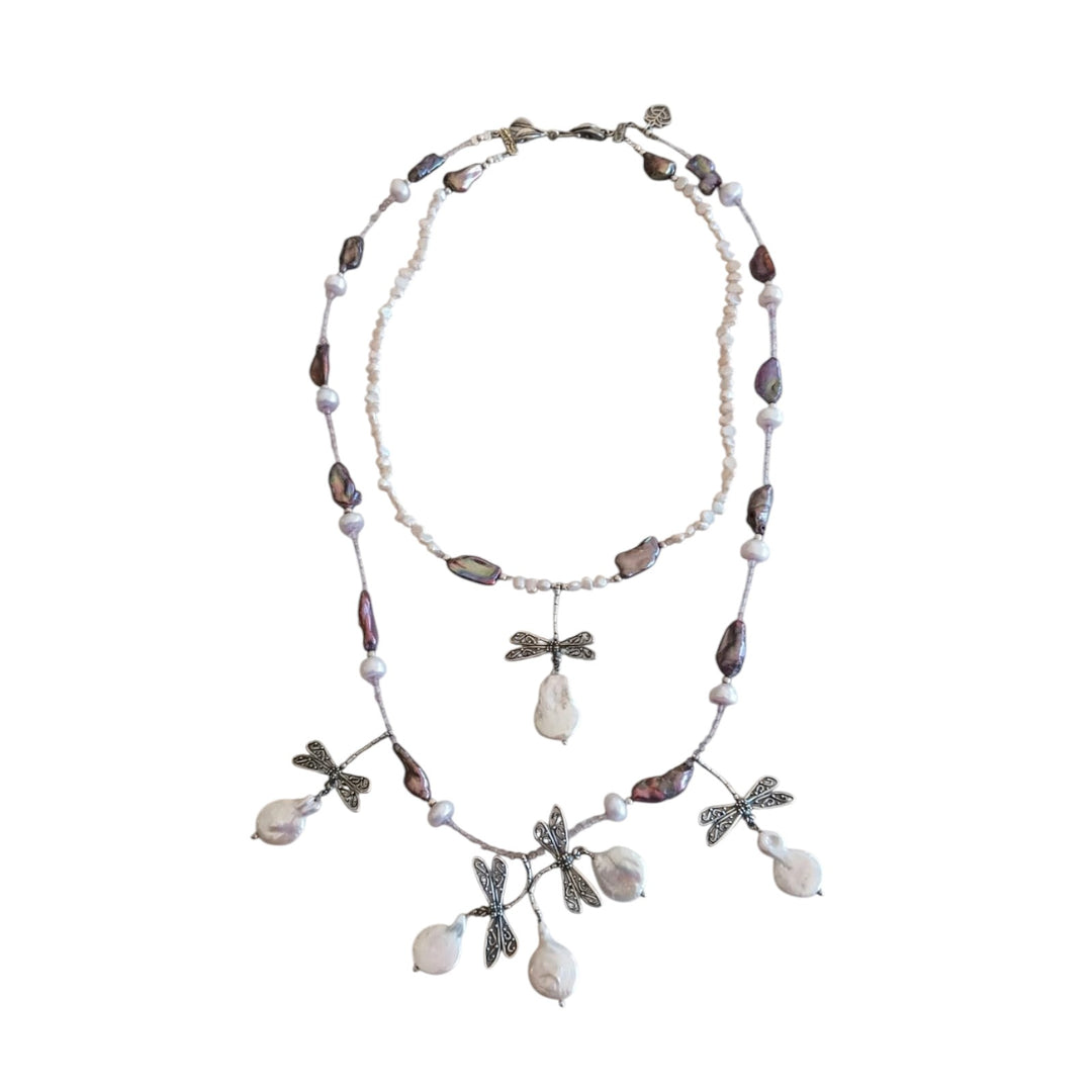 Collar Doble con Libélulas