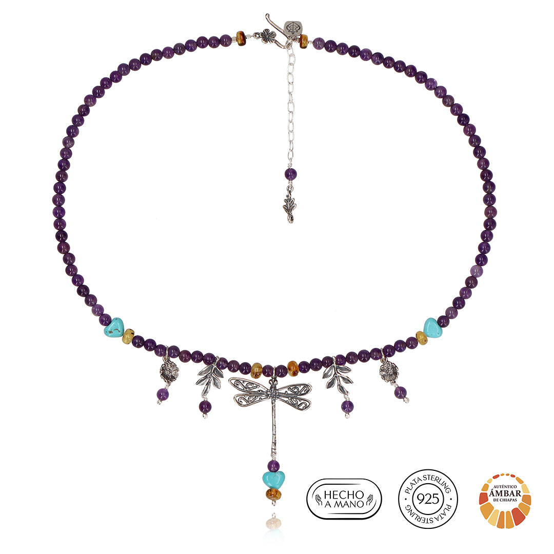 Collar Libélula y Helechos