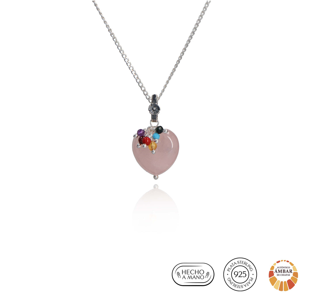 Mauve Flower Choker with Heart and Tilines