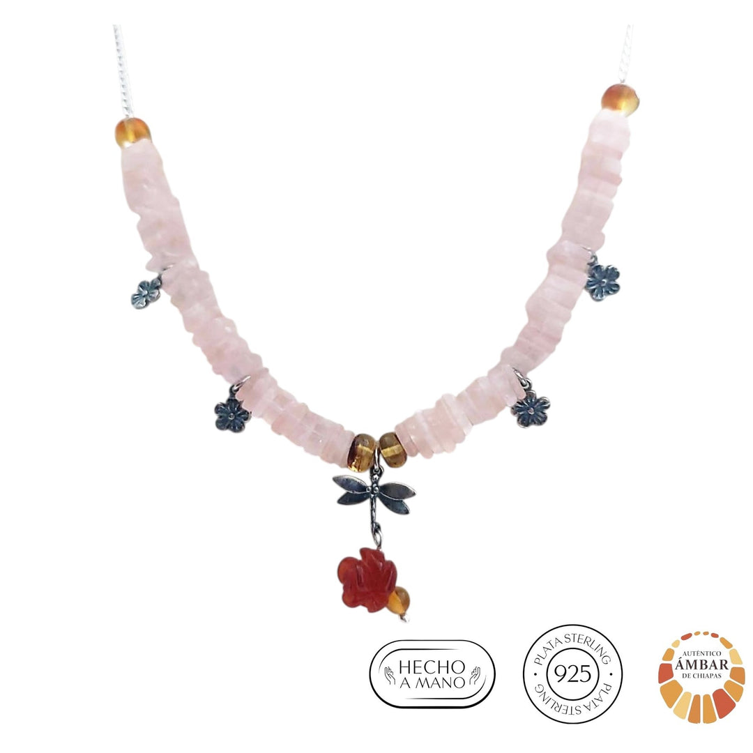 Gargantilla Libélulas mini con Flores del Campo