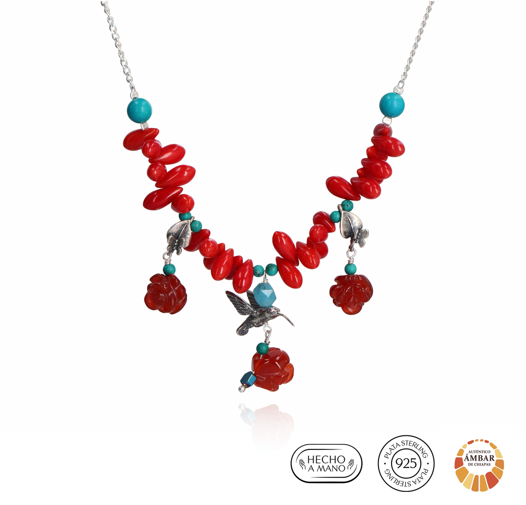 Gargantilla Colibrí chico con Hojas