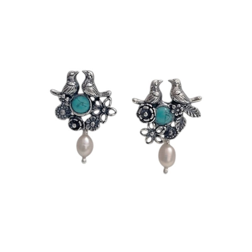 Aretes Conguitas, bisel y flores