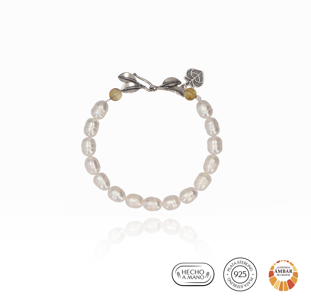 Pulsera Perlas 2 Hojas de Manglar