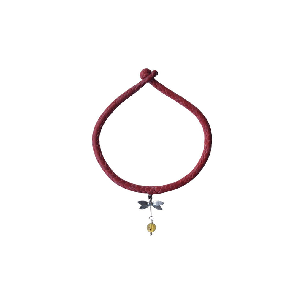 Pulsera piel tubular con libélula