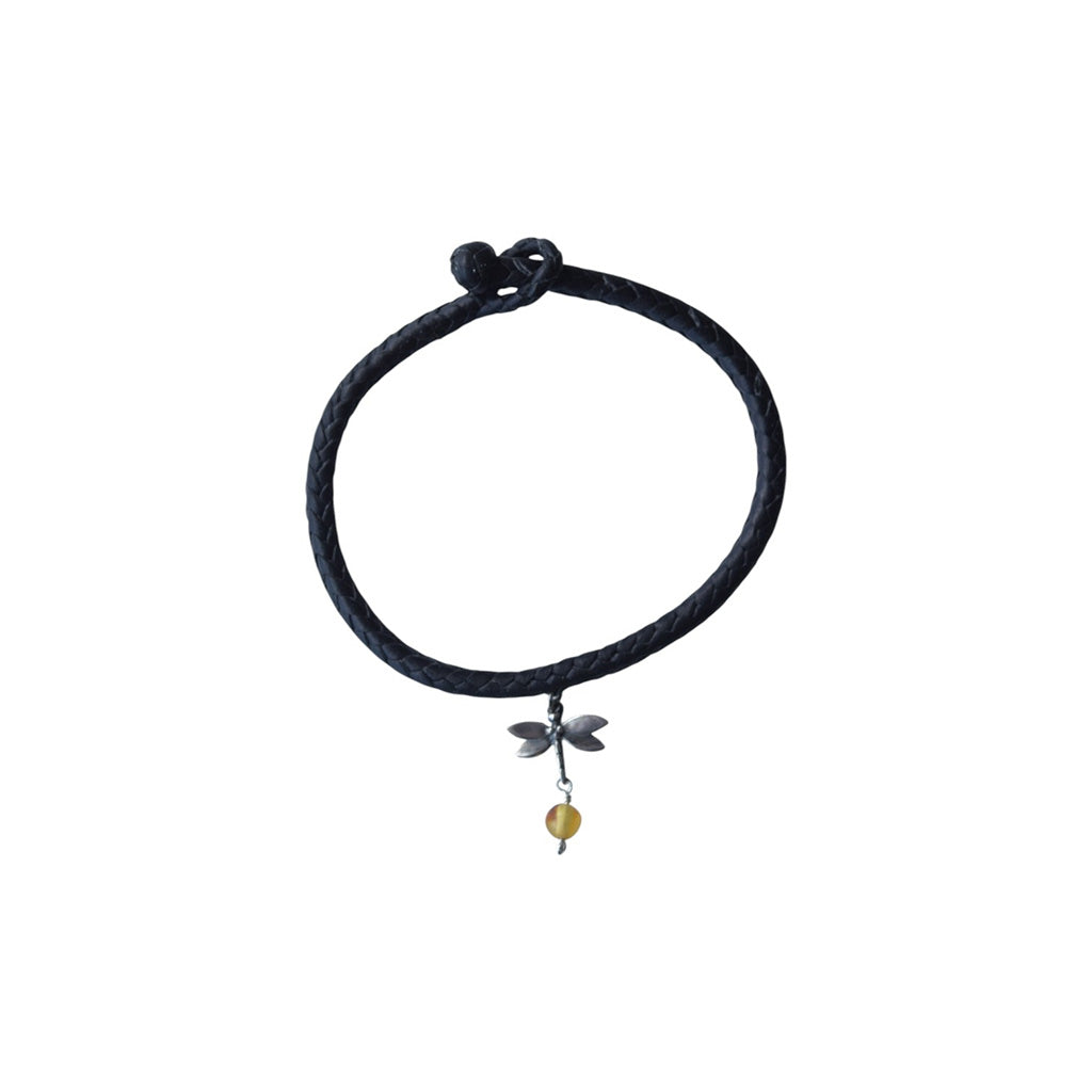 Pulsera piel tubular con libélula