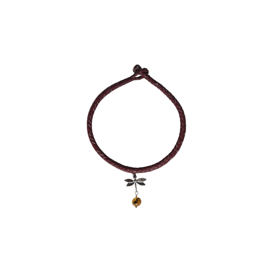 Pulsera piel tubular con libélula