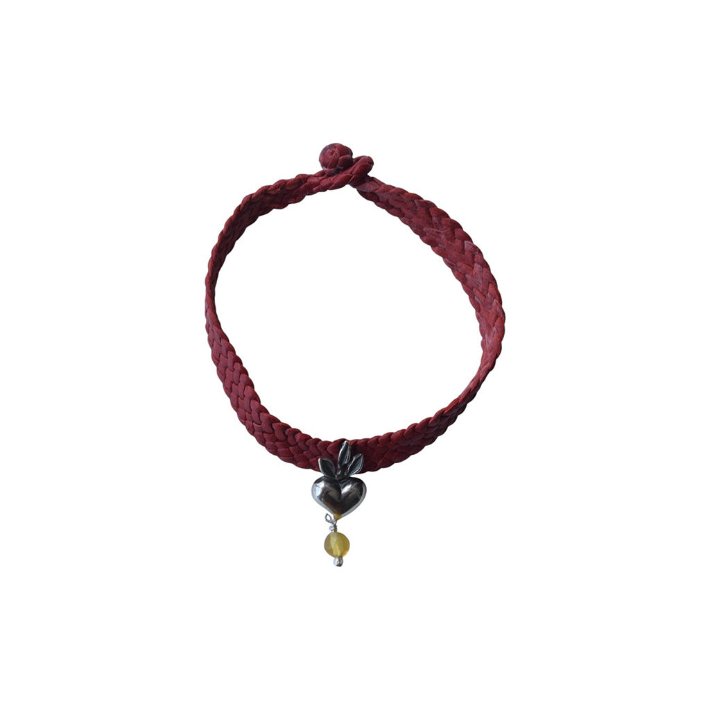 Pulsera Piel plana Corazón Flama